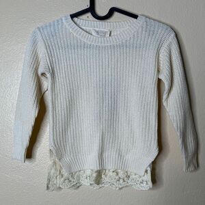 Hannah Banana Sweater Girls 5 Cream Lace Knitted Crew Neck NWT